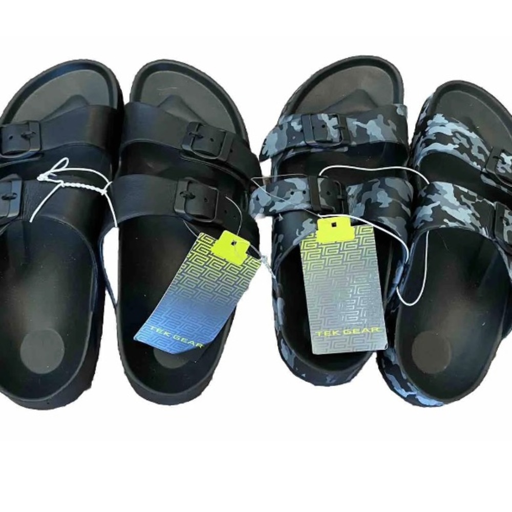 Boys Tek Gear EVA Double Buckle Sandals 5/6 (Boys Large) 2 pairs